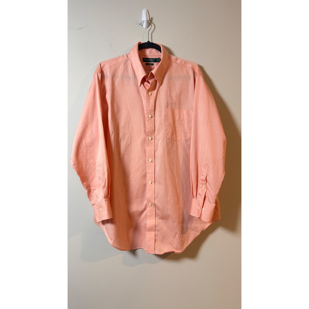 Lauren Ralph Lauren Button Down Shirt Peach Classic Fit Non Iron Mens 17 32/33
